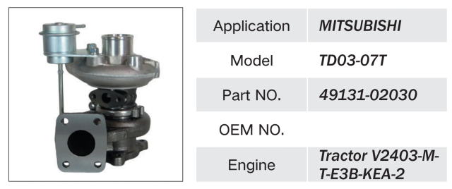 MITSUBISHI TRACTOR V2403 ENGINE TURBOCHARGER TD03-07T 49131-02030