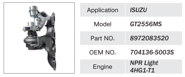 ISUZU NPR 4HG1 ENGINE TURBOCHARGER 8972083520 704136-5003S