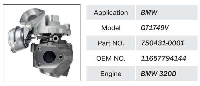 BMW 320D ENGINE TURBOCHARGER GT1749V 750431-0001 11657794144