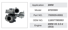 BMW X5 3.0D E53 ENGINE TURBOCHARGER GT2056V 700935-0001 11657785993