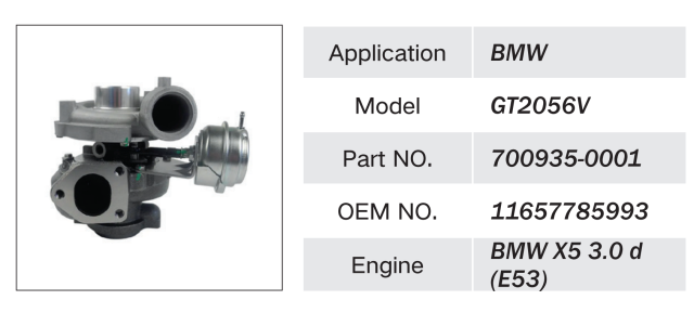 BMW X5 3.0D E53 ENGINE TURBOCHARGER GT2056V 700935-0001 11657785993