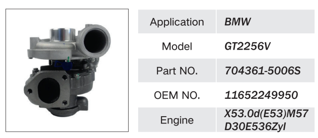 BMW X5 3.0D E53 ENGINE TURBOCHARGER GT2256V 704361-5006S 11652249950