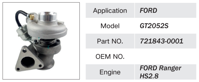 FORD RANGER HS 2.8 GT2052S 721843-0001 ENGINE TURBOCHARGER
