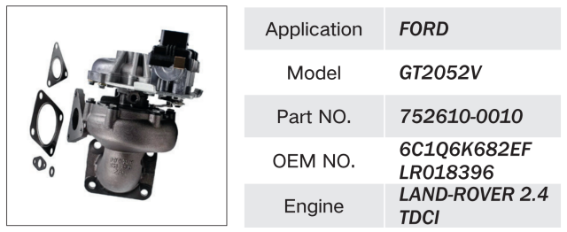 FORD GT2052V 752610-0010 ENGINE TURBOCHARGER