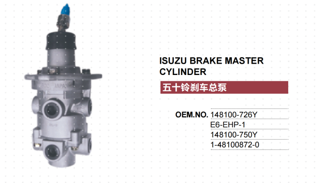 HINO BRAKE MASTER CYLINDER MASTER VALVE 1481007260 1481007500 1481008720