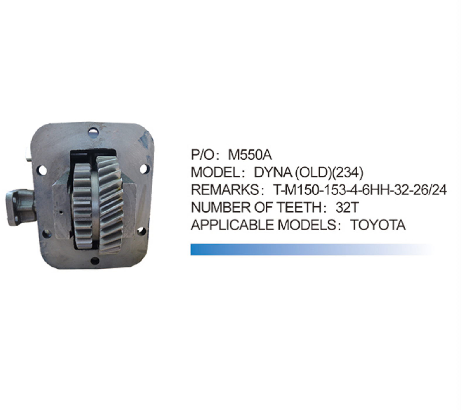HINO TOYOTA DYNA TRUCK M550A T-M150-153-4-6HH-32-26/24 PTO 32T