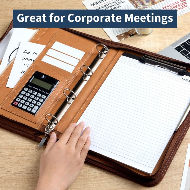 Business Portfolio Executive Document Binder with Zipper