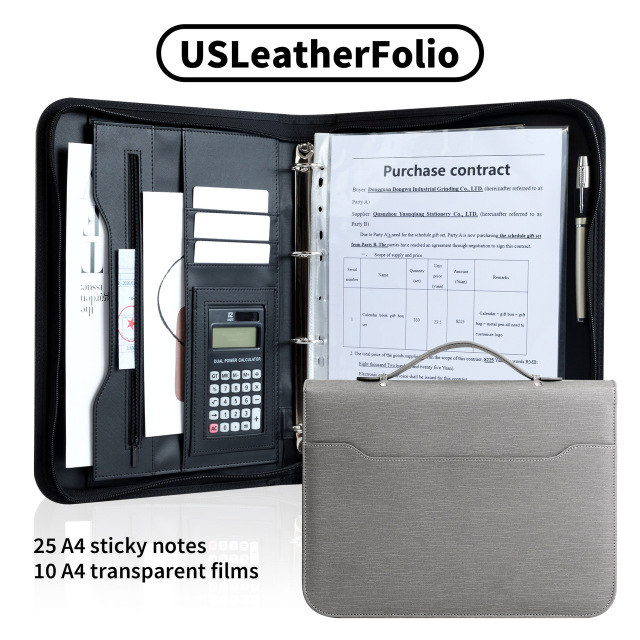 Business Portfolio Executive Document Binder with Zipper