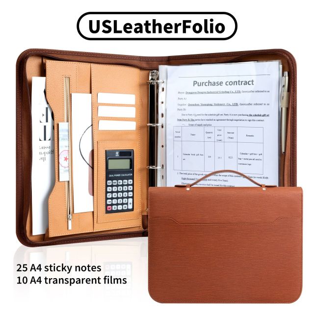 Business Portfolio Executive Document Binder with Zipper