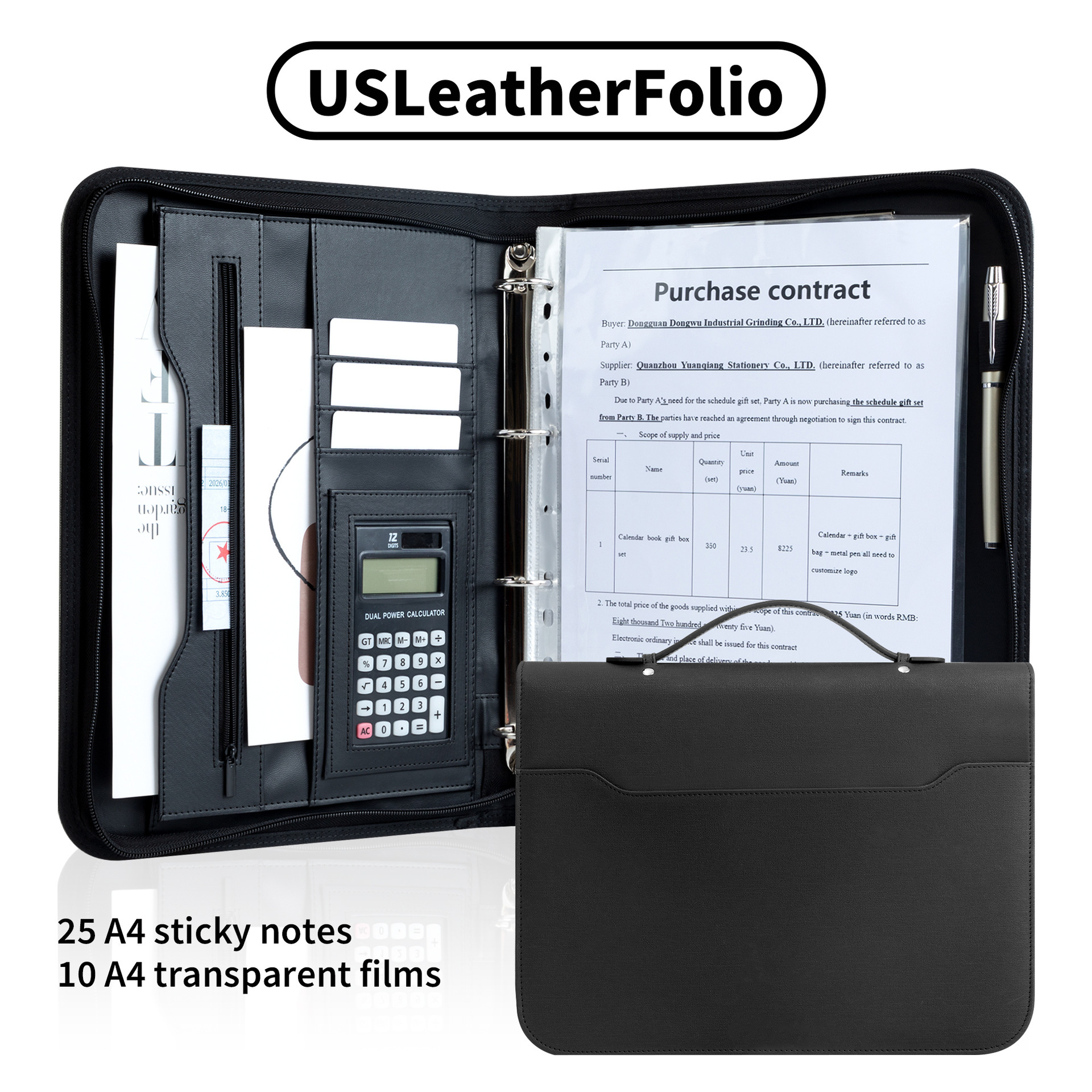 Business Portfolio Executive Document Binder with Zipper
