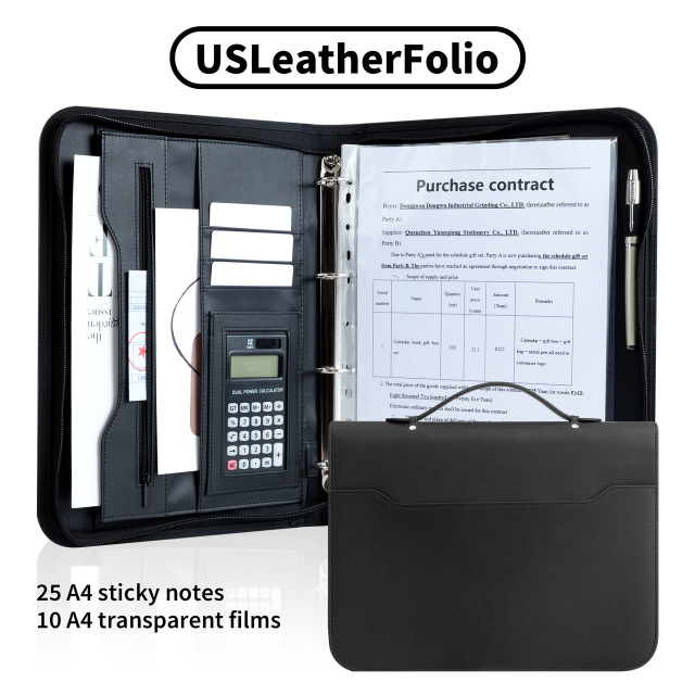 Business Portfolio Executive Document Binder with Zipper