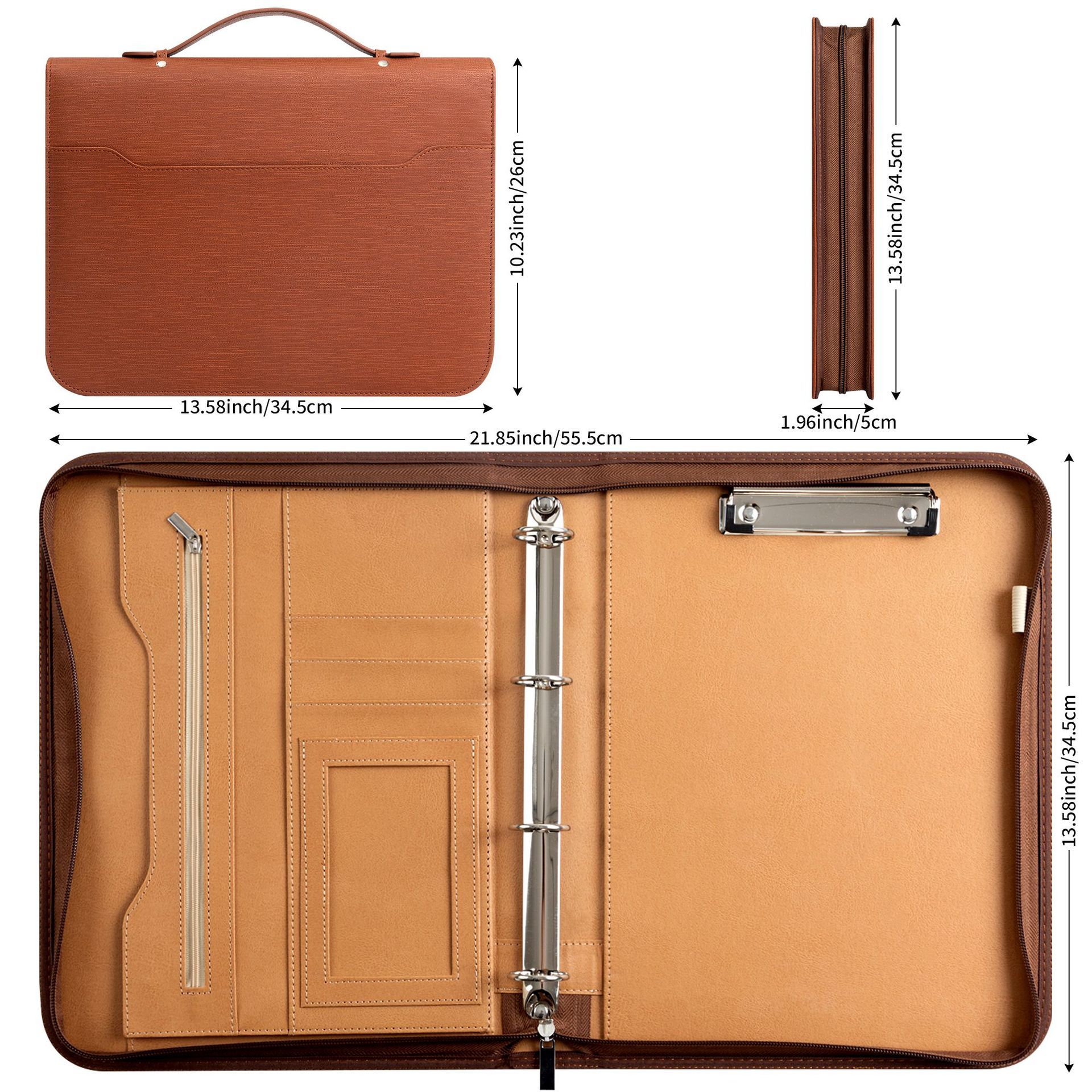 Business Portfolio Executive Document Binder with Zipper