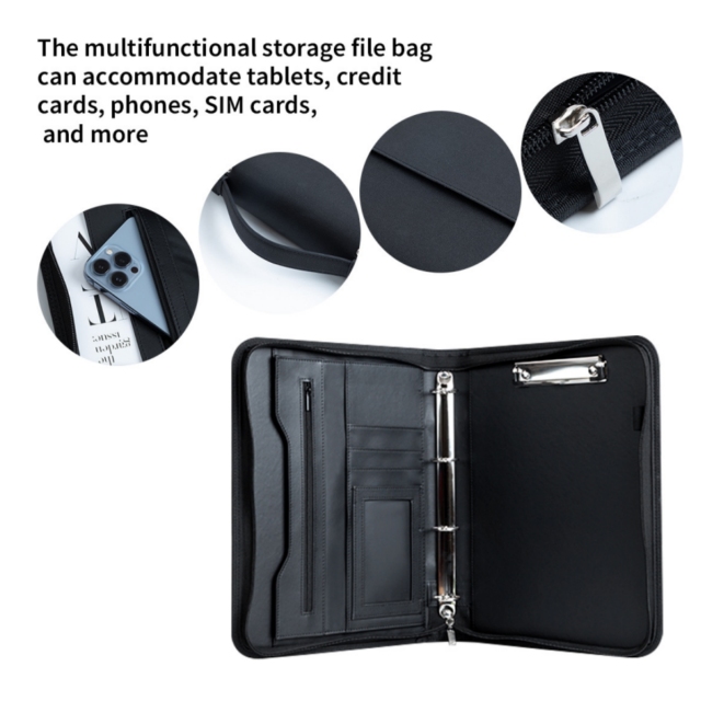 Business Portfolio Executive Document Binder with Zipper
