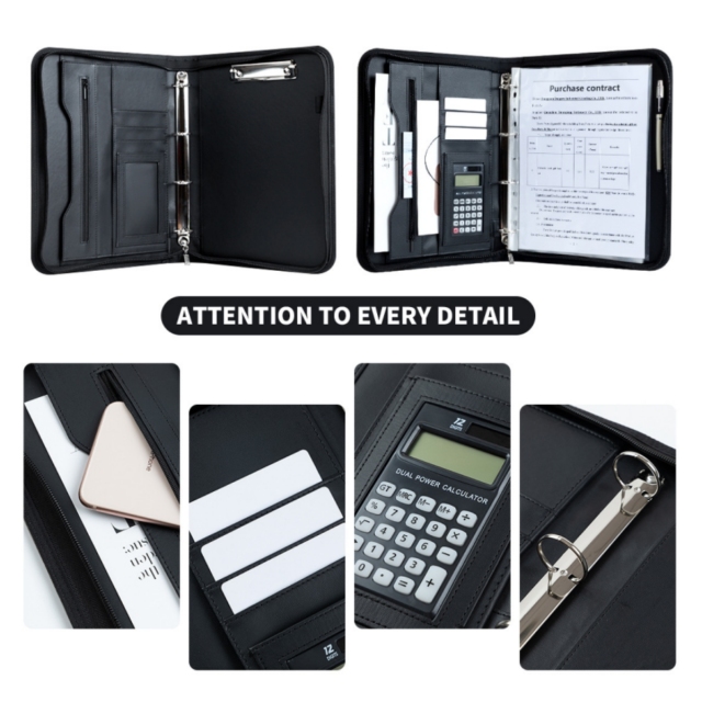 Business Portfolio Executive Document Binder with Zipper