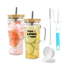 24oz Glass Cup with Handle