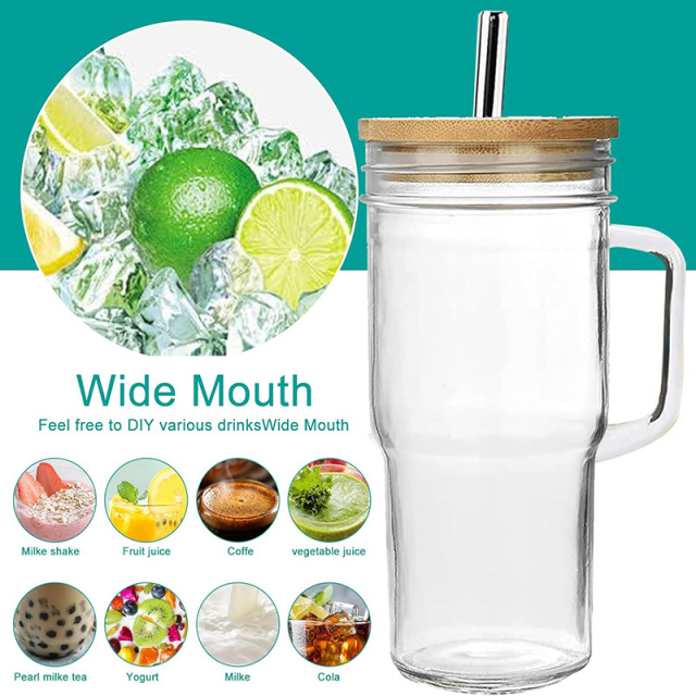 24oz Glass Cup with Handle