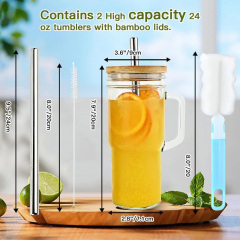 24oz Glass Cup with Handle