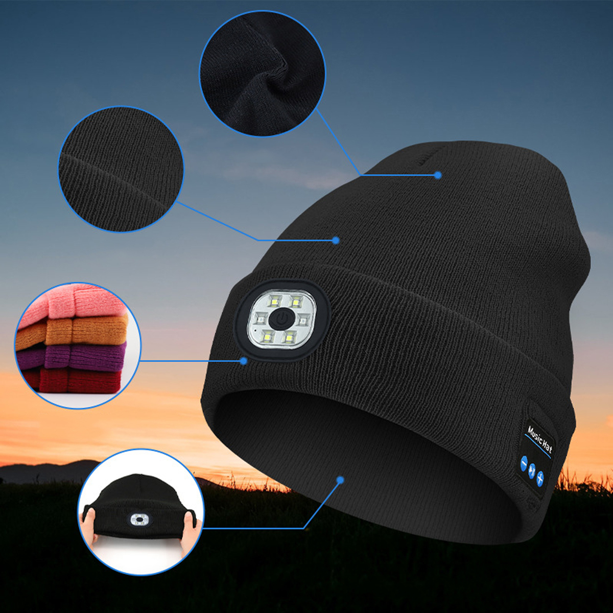 Bluetooth Beanie Hat with Light
