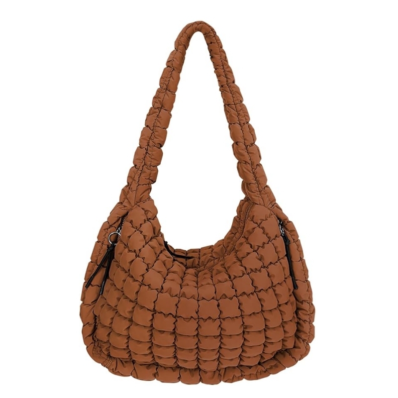 Large Quilted Carryall Puffer Shoulder Bag