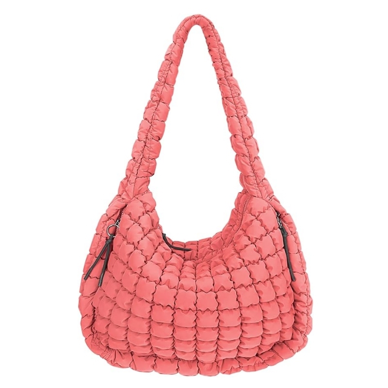 Large Quilted Carryall Puffer Shoulder Bag