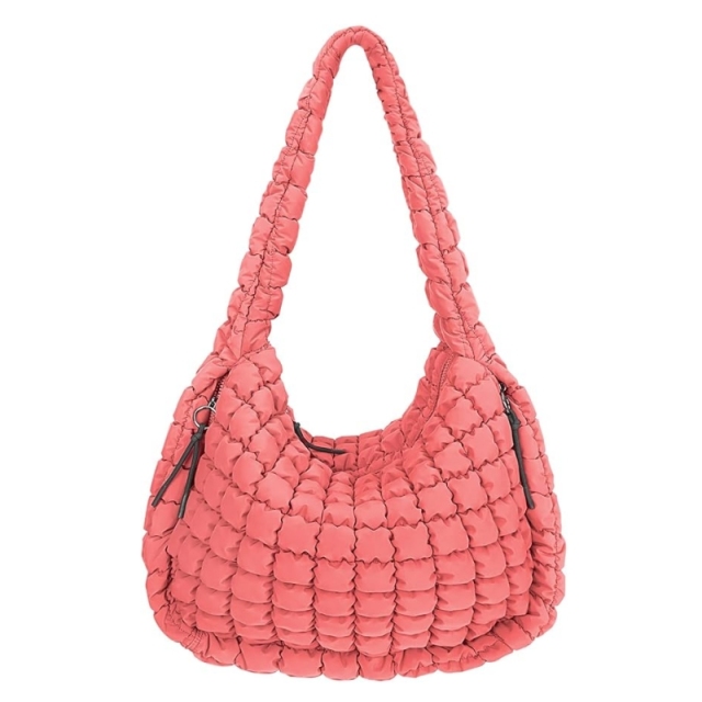 Large Quilted Carryall Puffer Shoulder Bag