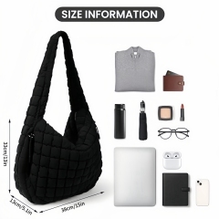 Large Quilted Carryall Puffer Shoulder Bag