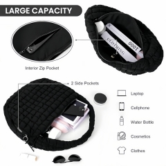 Large Quilted Carryall Puffer Shoulder Bag