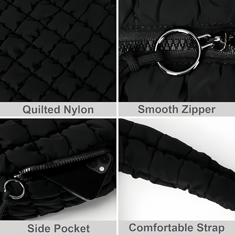 Large Quilted Carryall Puffer Shoulder Bag