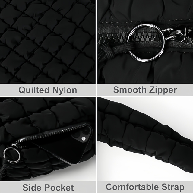 Large Quilted Carryall Puffer Shoulder Bag