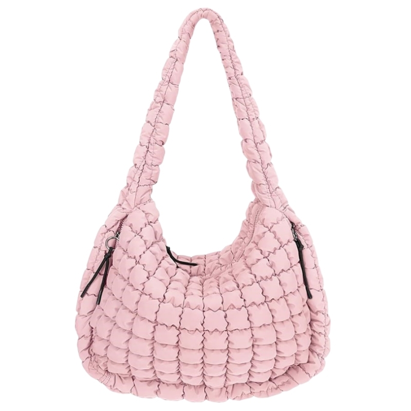 Large Quilted Carryall Puffer Shoulder Bag