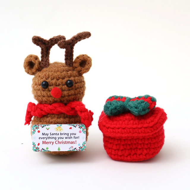 Mini Funny Handmade Knitted Christmas Doll