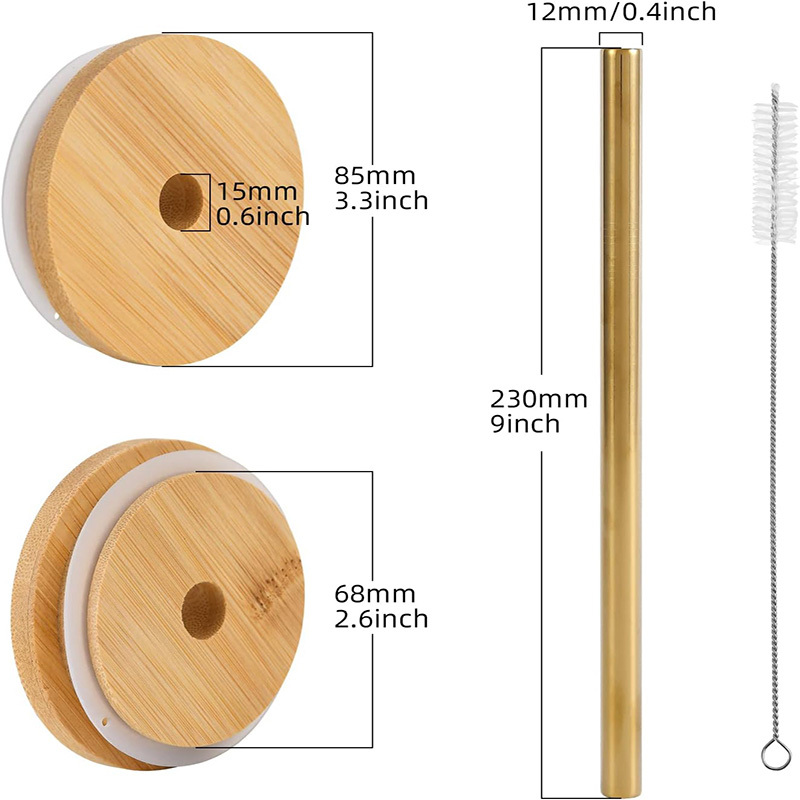 24oz Wide Mouth Glass Tumbler with Bamboo Lid and Straw