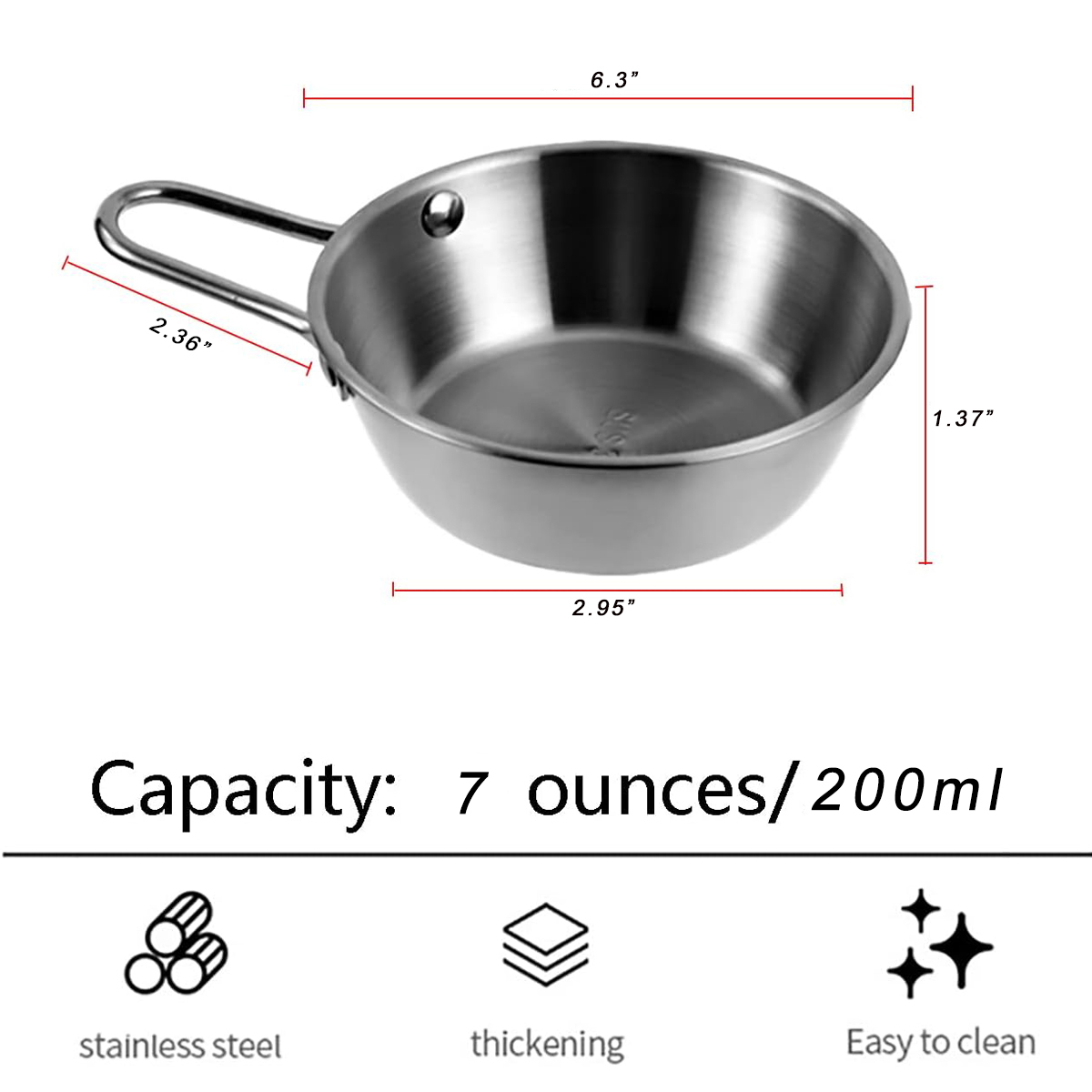 Stainless Steel Camping Bowl With Handle