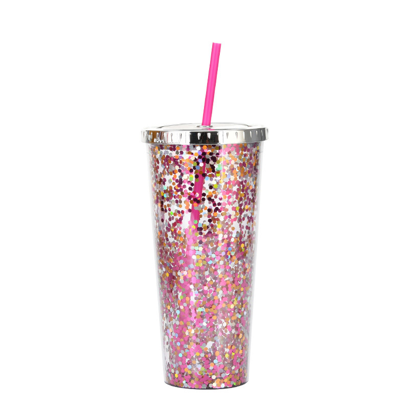 24oz Glam Glitter Tumblers with Straw