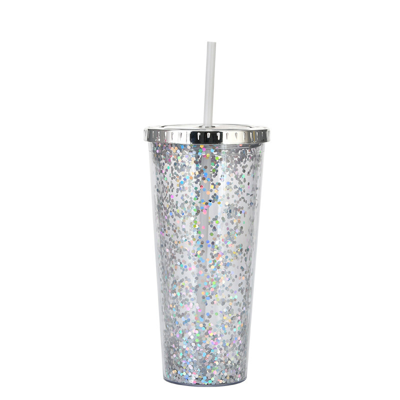 24oz Glam Glitter Tumblers with Straw