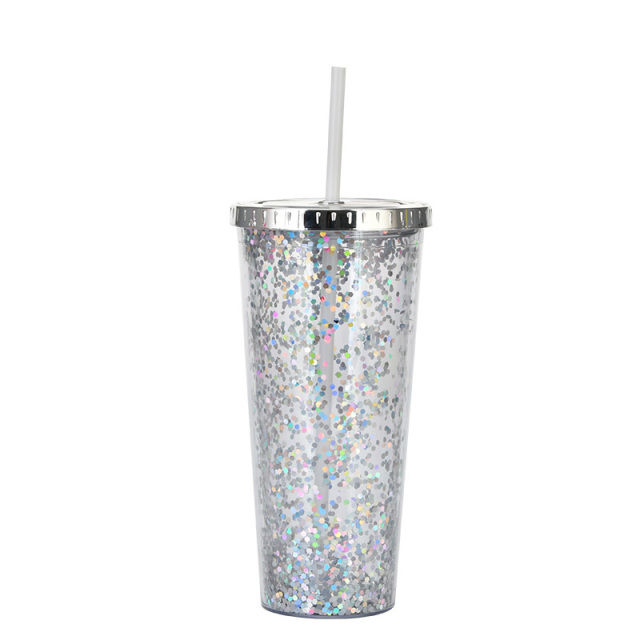 24oz Glam Glitter Tumblers with Straw
