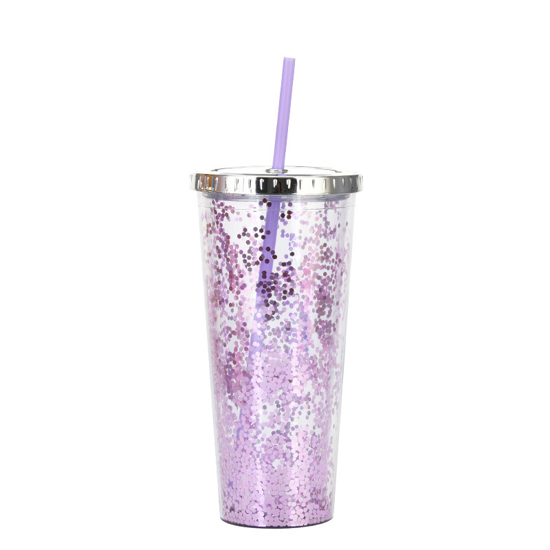 24oz Glam Glitter Tumblers with Straw