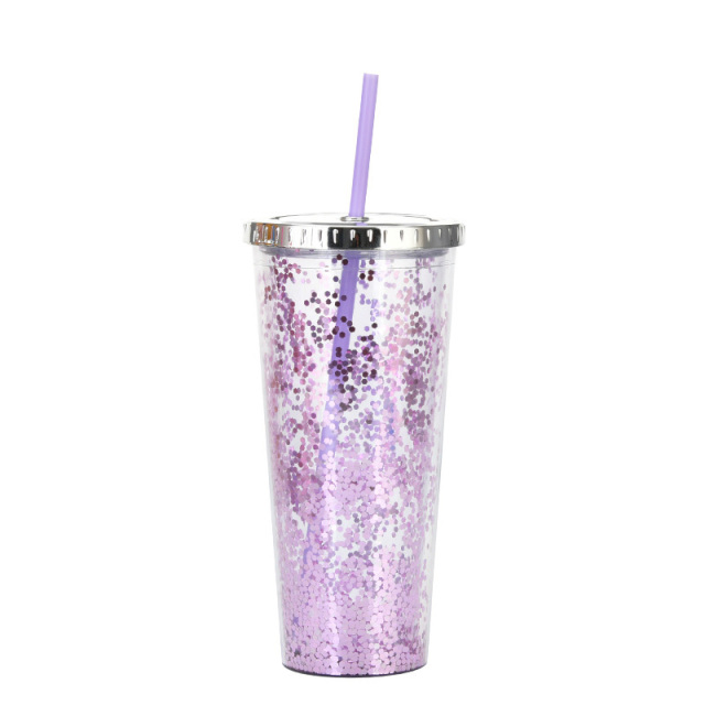 24oz Glam Glitter Tumblers with Straw