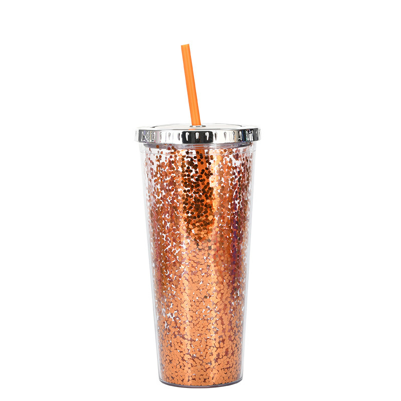 24oz Glam Glitter Tumblers with Straw