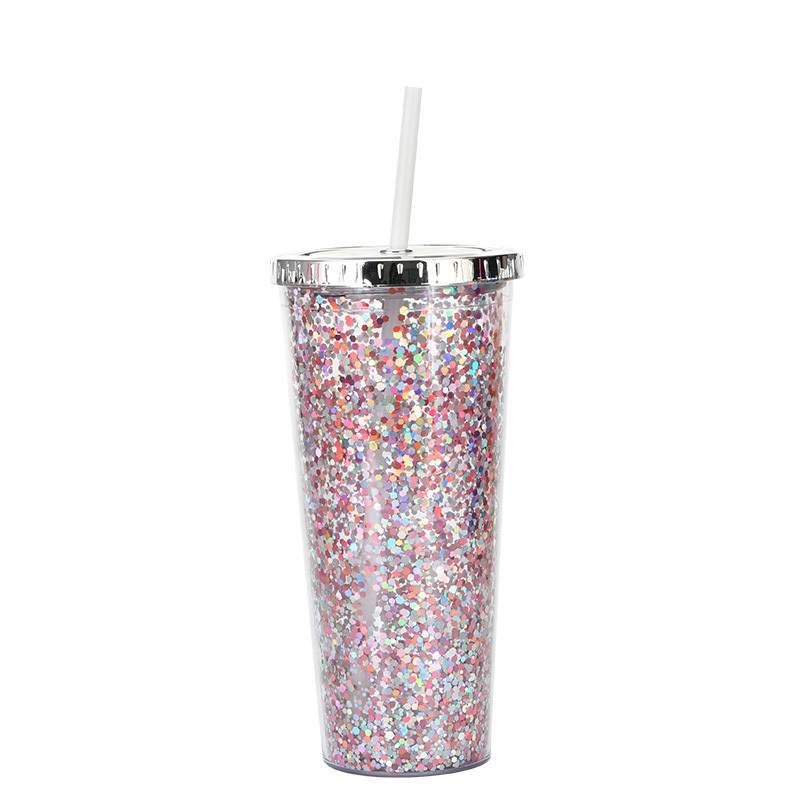 24oz Glam Glitter Tumblers with Straw