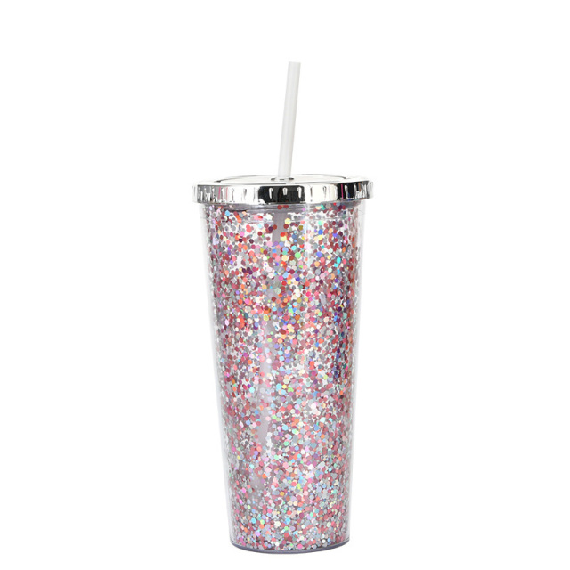 24oz Glam Glitter Tumblers with Straw