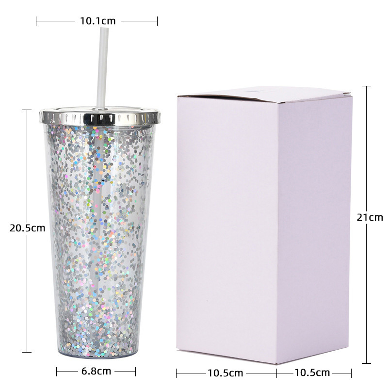24oz Glam Glitter Tumblers with Straw