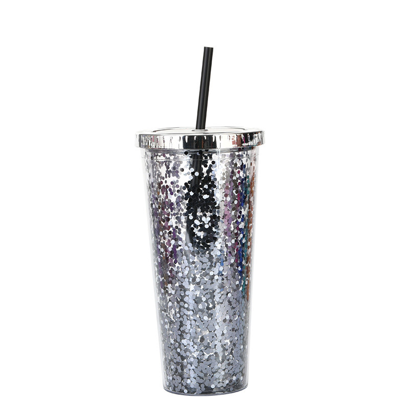 24oz Glam Glitter Tumblers with Straw