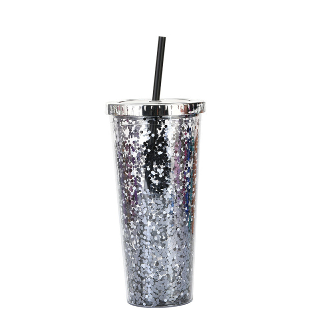 24oz Glam Glitter Tumblers with Straw
