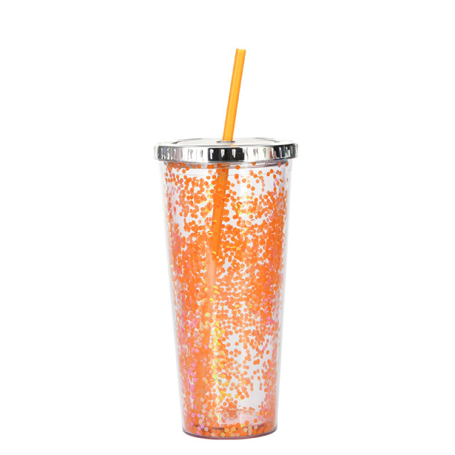 24oz Glam Glitter Tumblers with Straw