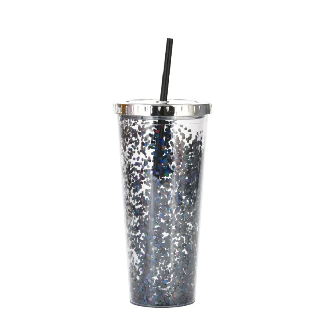 24oz Glam Glitter Tumblers with Straw