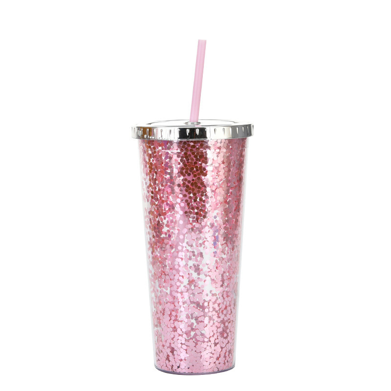 24oz Glam Glitter Tumblers with Straw