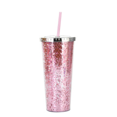 24oz Glam Glitter Tumblers with Straw