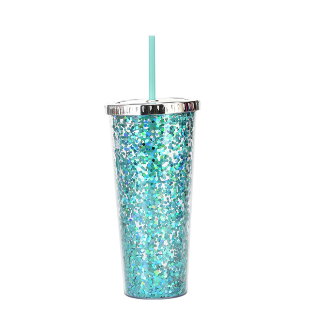 24oz Glam Glitter Tumblers with Straw