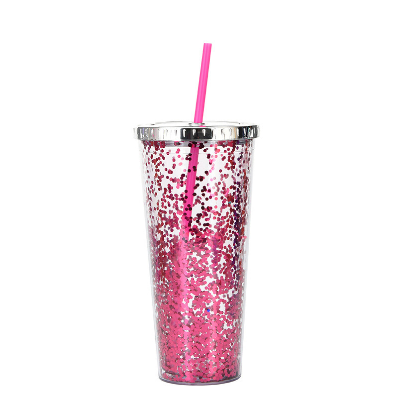 24oz Glam Glitter Tumblers with Straw